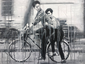 Bicyclists in Black and White by Sheng Qi