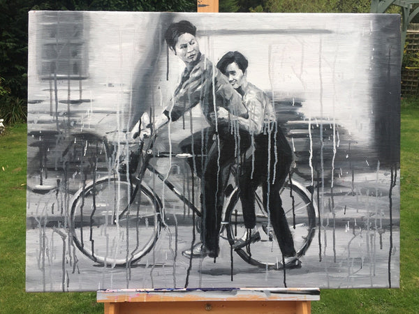 Bicyclists in Black and White by Sheng Qi